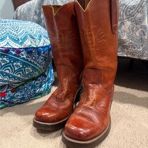 Vintage Custom Made Brown Leather Cowboy Boots